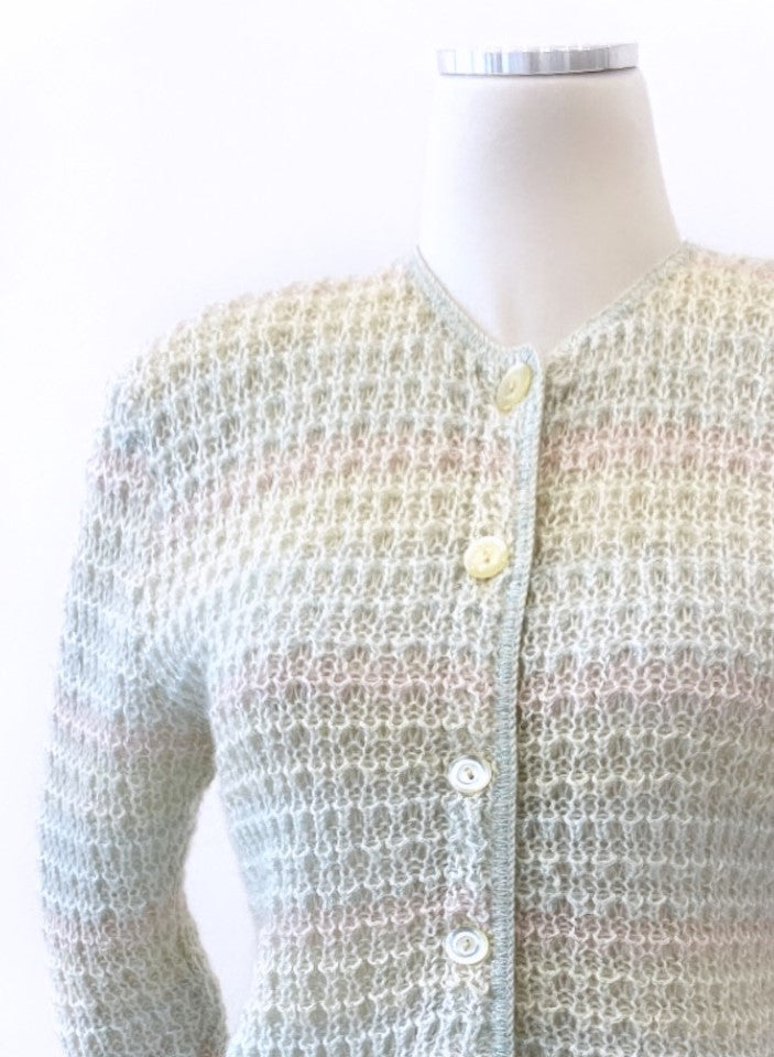 Sweater - Lurex Pastel Open-Weave Cardigan