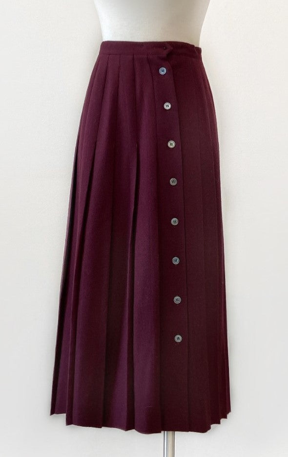 Vintage - Side Buttoned Knife Pleated Skirt