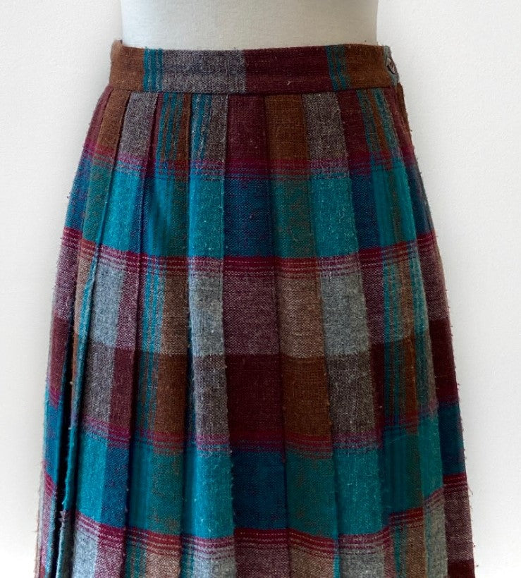 Vintage - Paid Knife Pleated Skirt