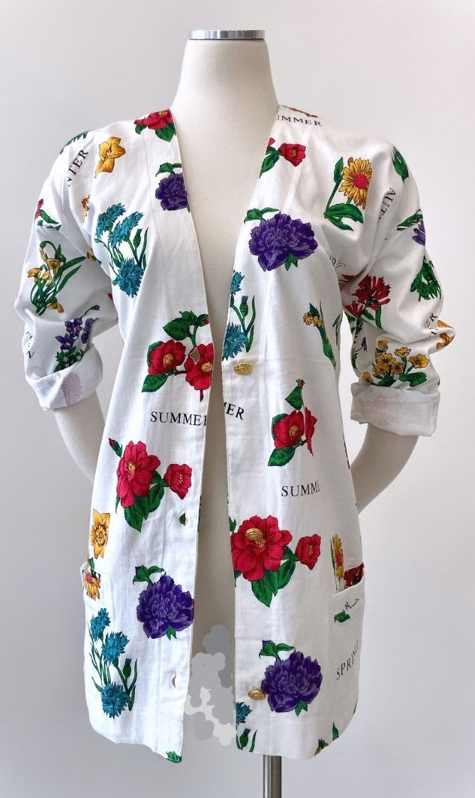 Vintage -  Cotton Floral Cardigan