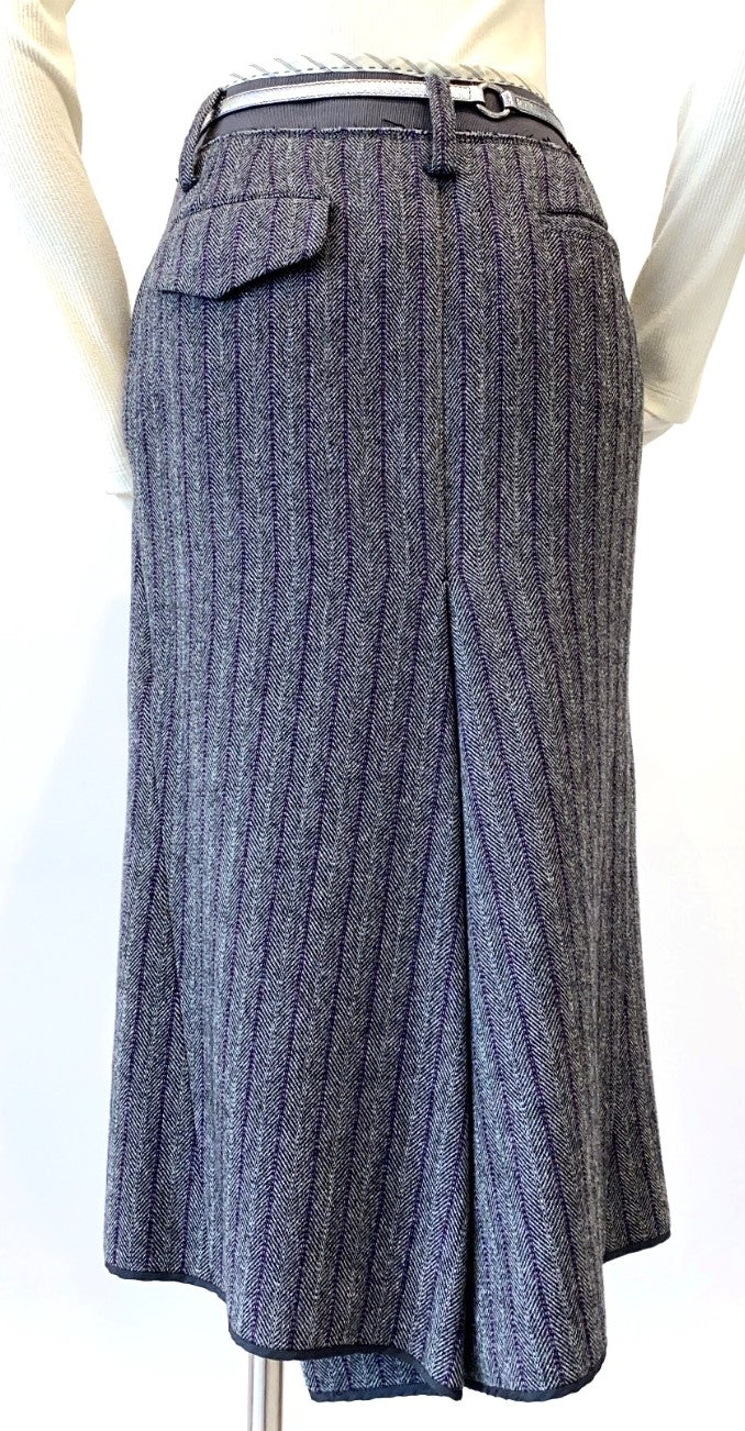 Marc Jacobs - Striped Herringbone Wool Lined Skirt