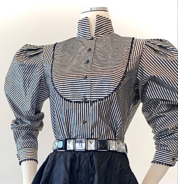 Vintage -Metallic Striped Blouse