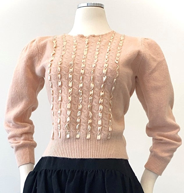 Vintage - Super Soft Sweater with Woven Ribbons