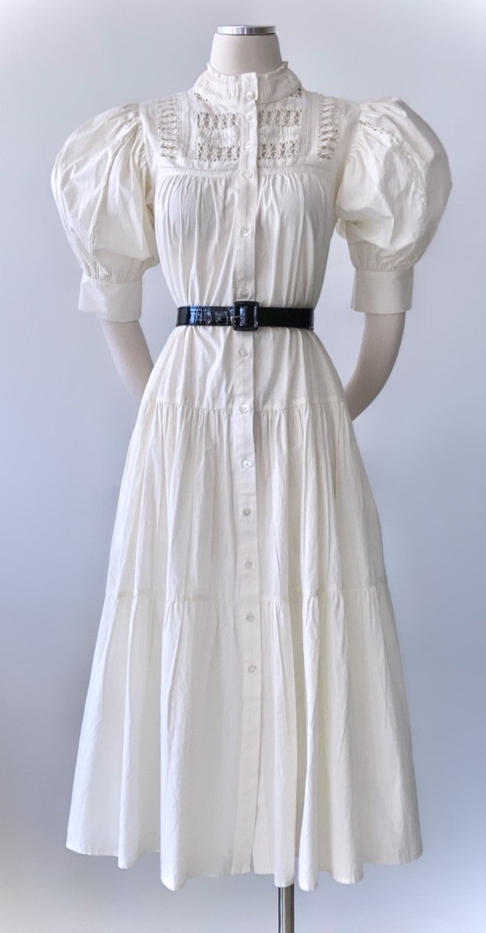 Sea - Cotton Button-Down Tiered Midi Dress