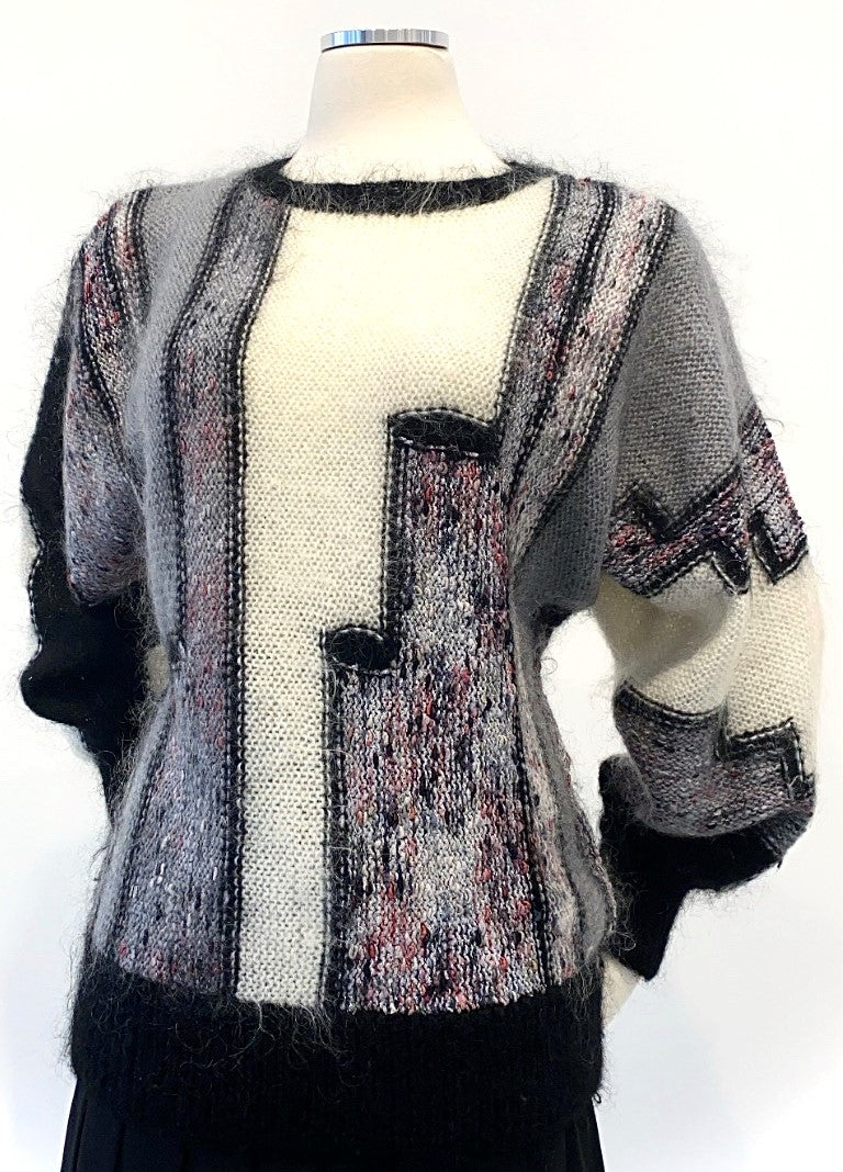 Vintage - Angora Multi-Colored Knit Sweater