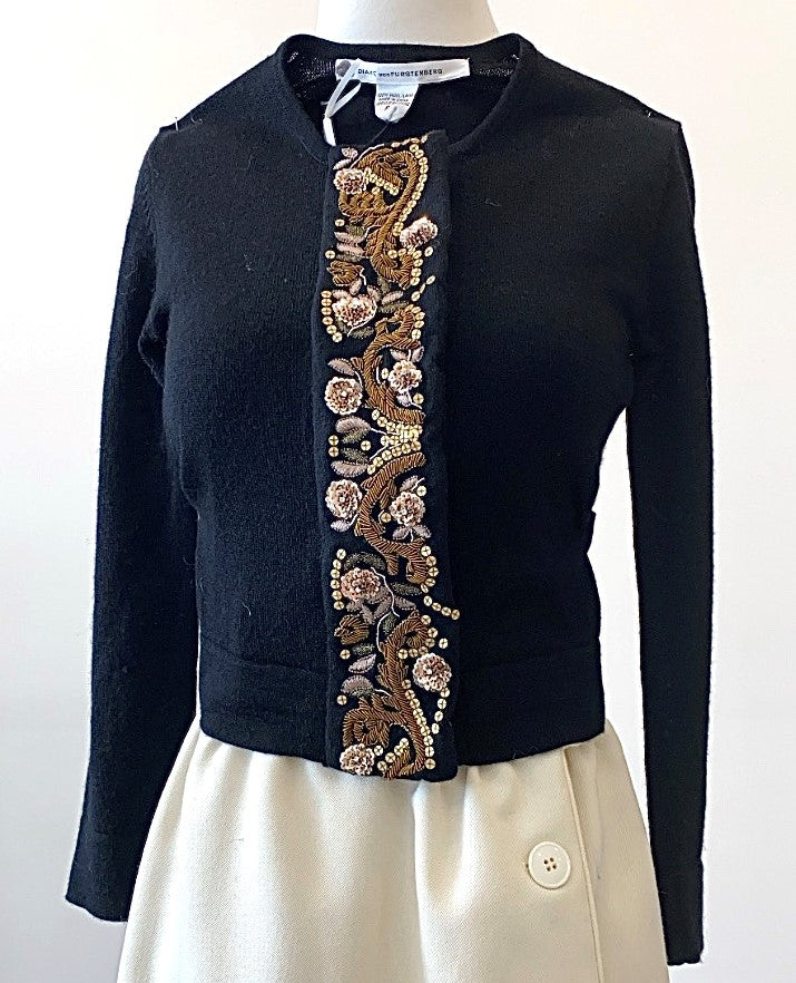 Diane Von Furstenberg - Soft Wool Sweater with Intricately Embellished Tab