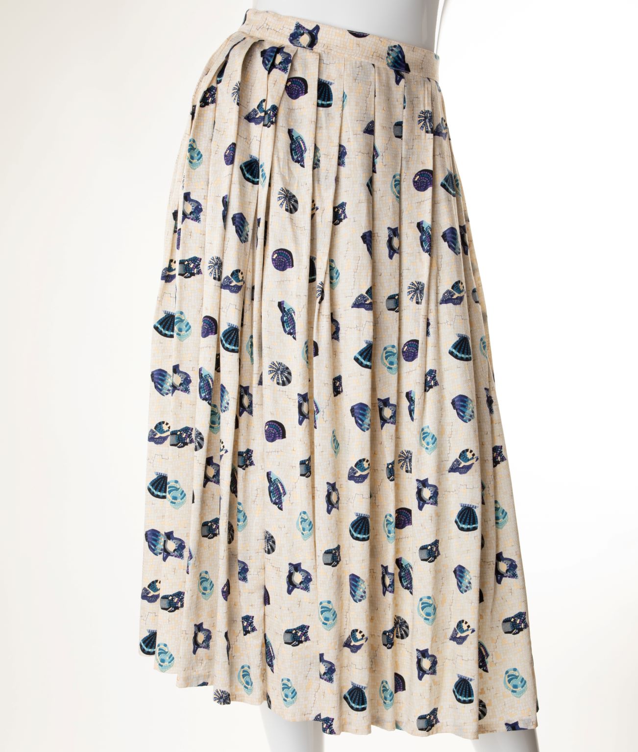 Hermes - Seashell Print Silk Pleated Skirt