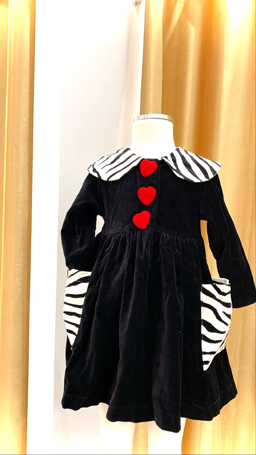 Girls - Vintage - Velvet and Zebra Print Dress - Size 2