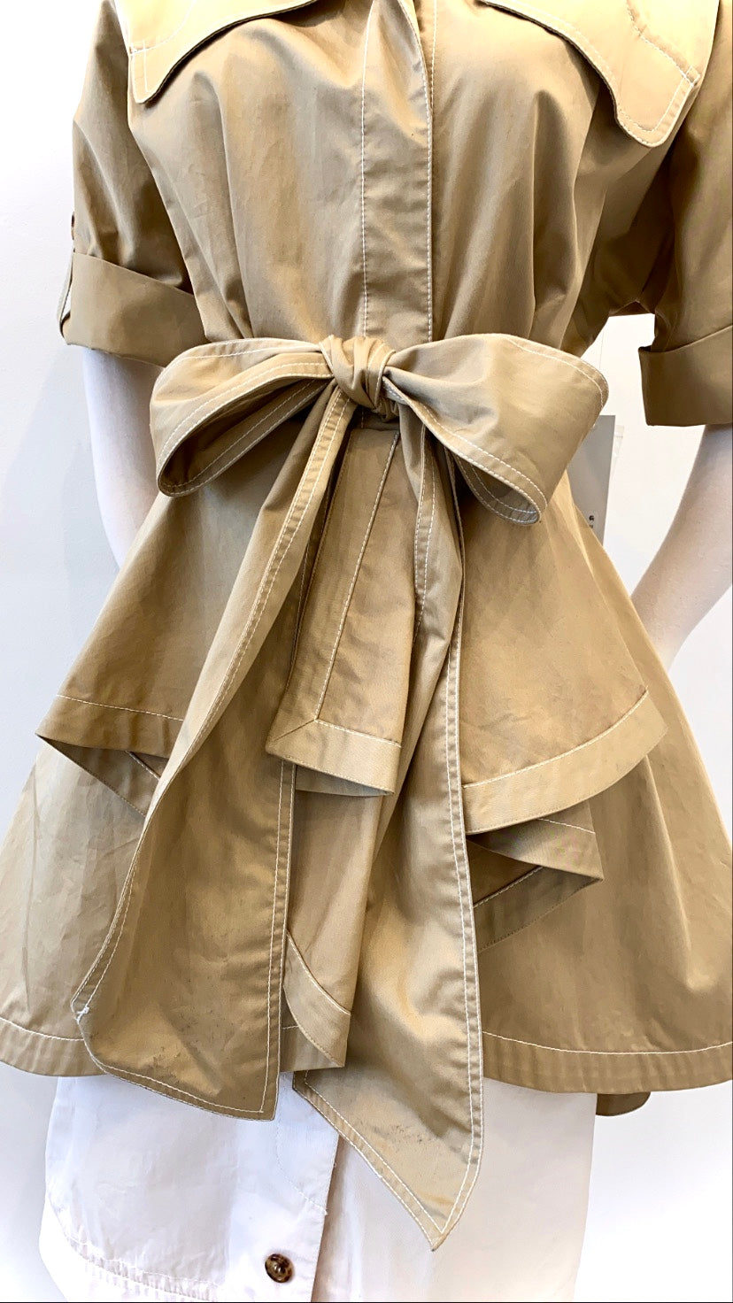 Badgley Mischka - Ruffled Asymmetrical Belted Dress/Jacket
