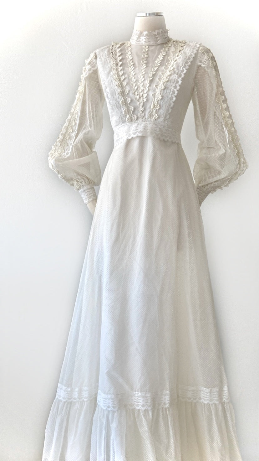 Swiss Dot Lace Embellished Gown