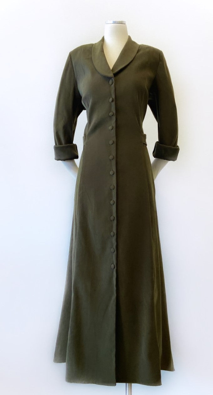 Vintage - Faux Suede Button Down Flair Dress