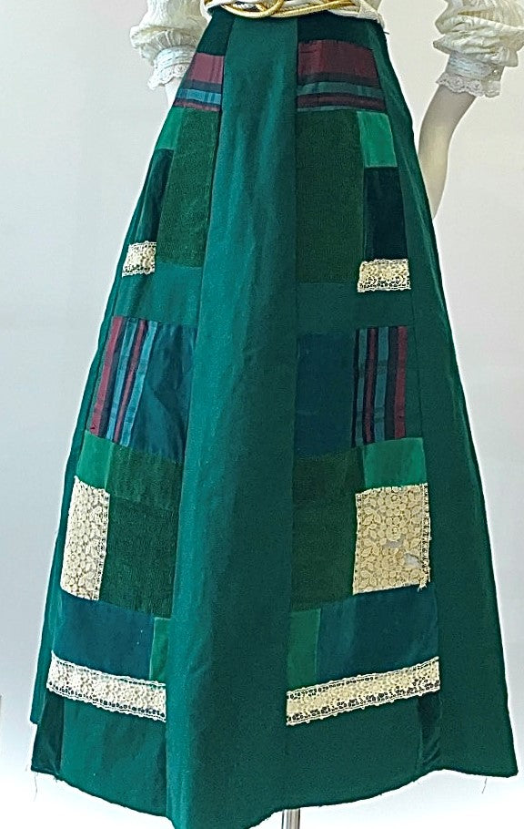 Vintage - Lace/Velvet/Wool Patchwork Maxi Skirt