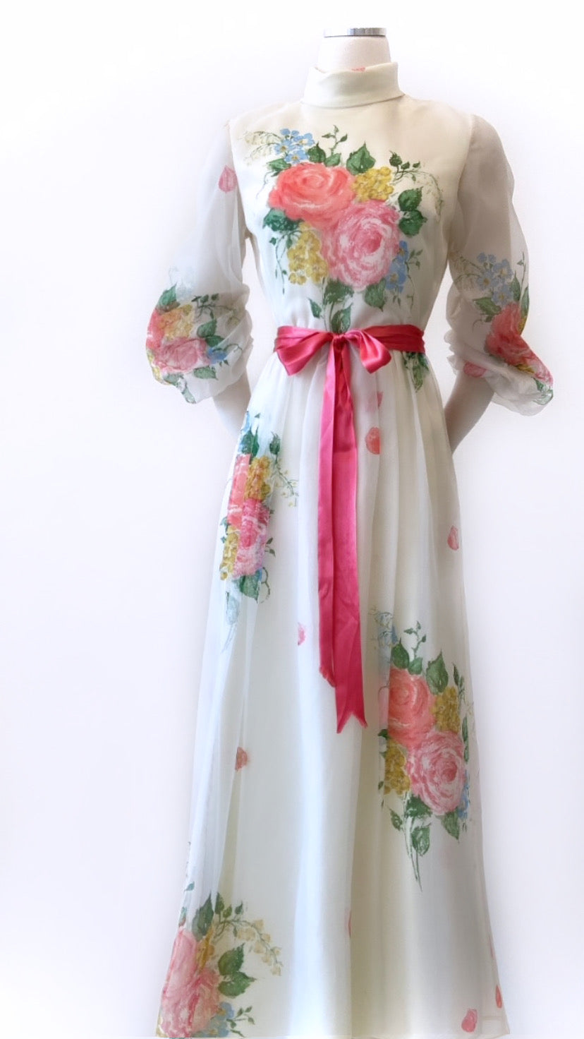 Vintage - Beautiful Tergal Floral Gown