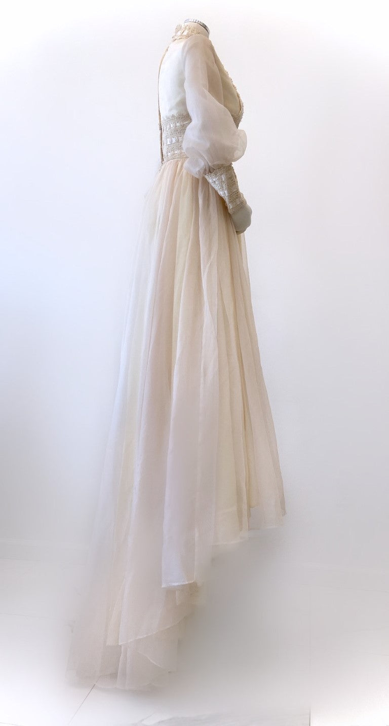 Vintage - Lace Trimmed Majestic Chiffon Gown