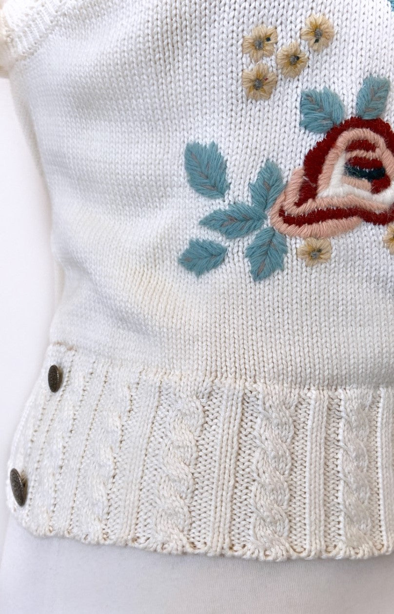 Vintage - Mock-Wrap Vest with Crewel Embroidery