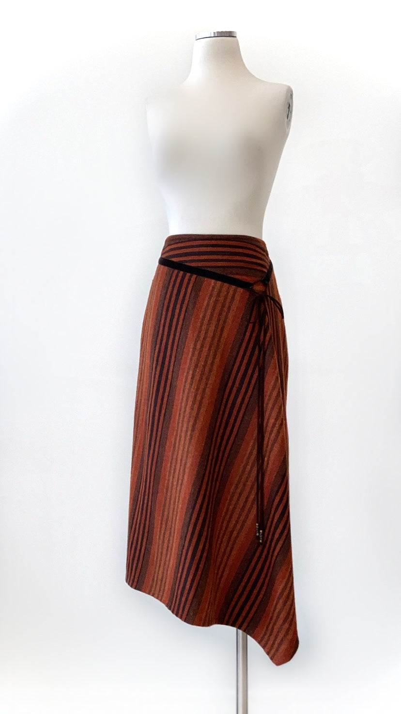 Striped Skirt with Suede Tie