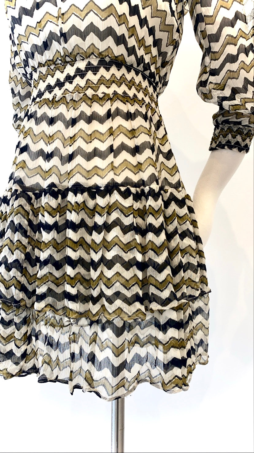 HD in Paris - Chiffon Layered Chevron Print Mini Dress