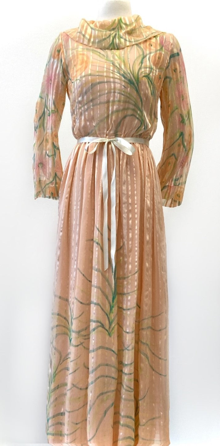 Vintage - Hand-Painted Chiffon Gown