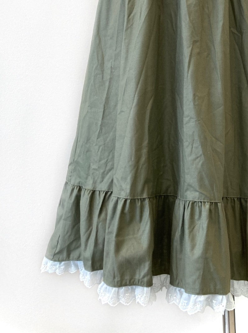Vintage - Ruffled Midi Skirt with Eyelet Trim