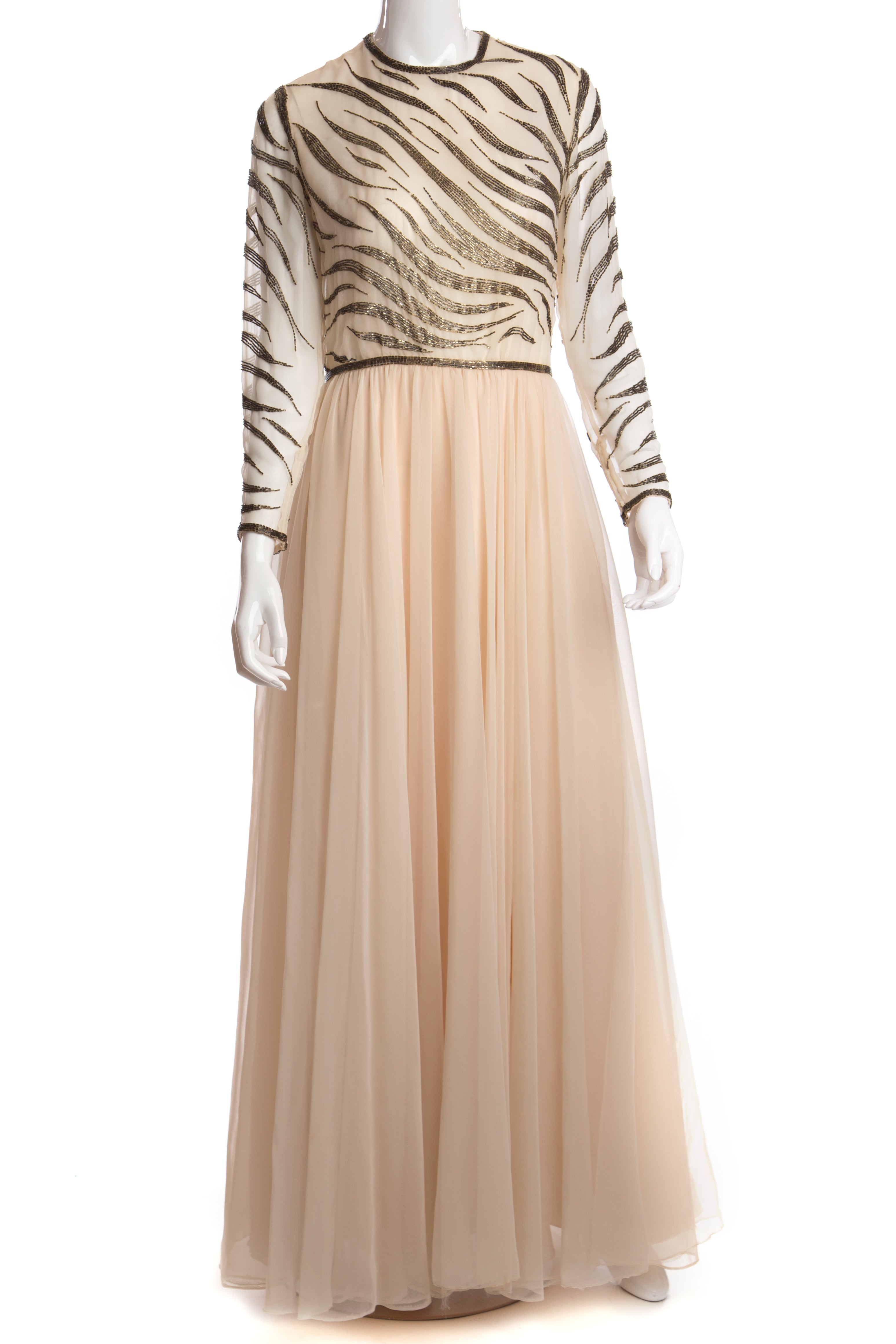 Vintage - Chiffon, Beaded Evening Gown