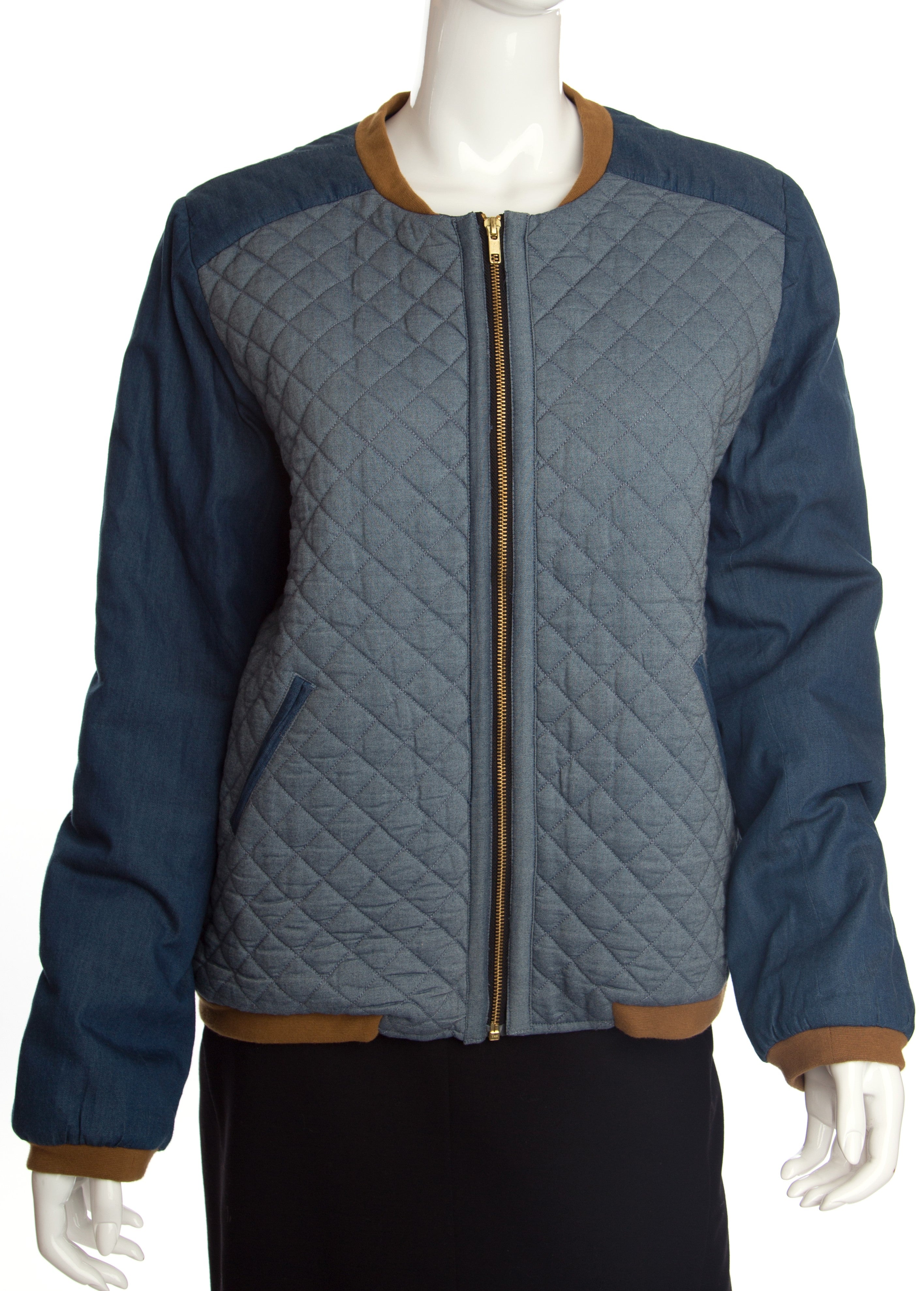 Valentine Gauthier - Quilted Two-Tone Chambray Bomber Jacket