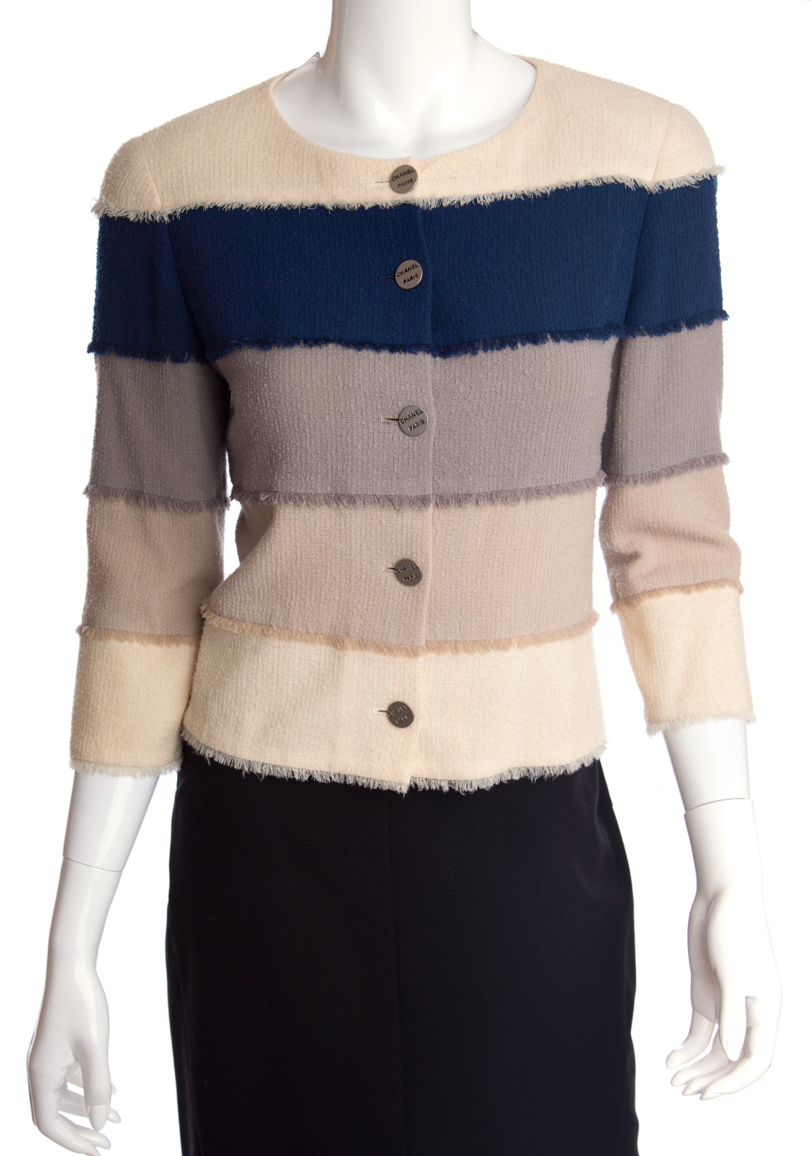 Chanel - Fringed Color-Block Buttoned Jacket
