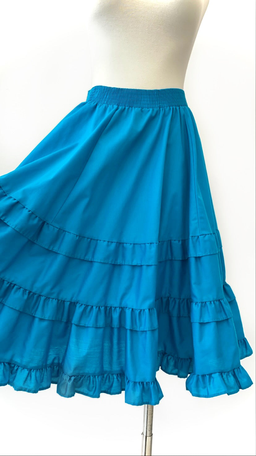 Vintage - Cotton Tiered and Ruffled Circle Skirt