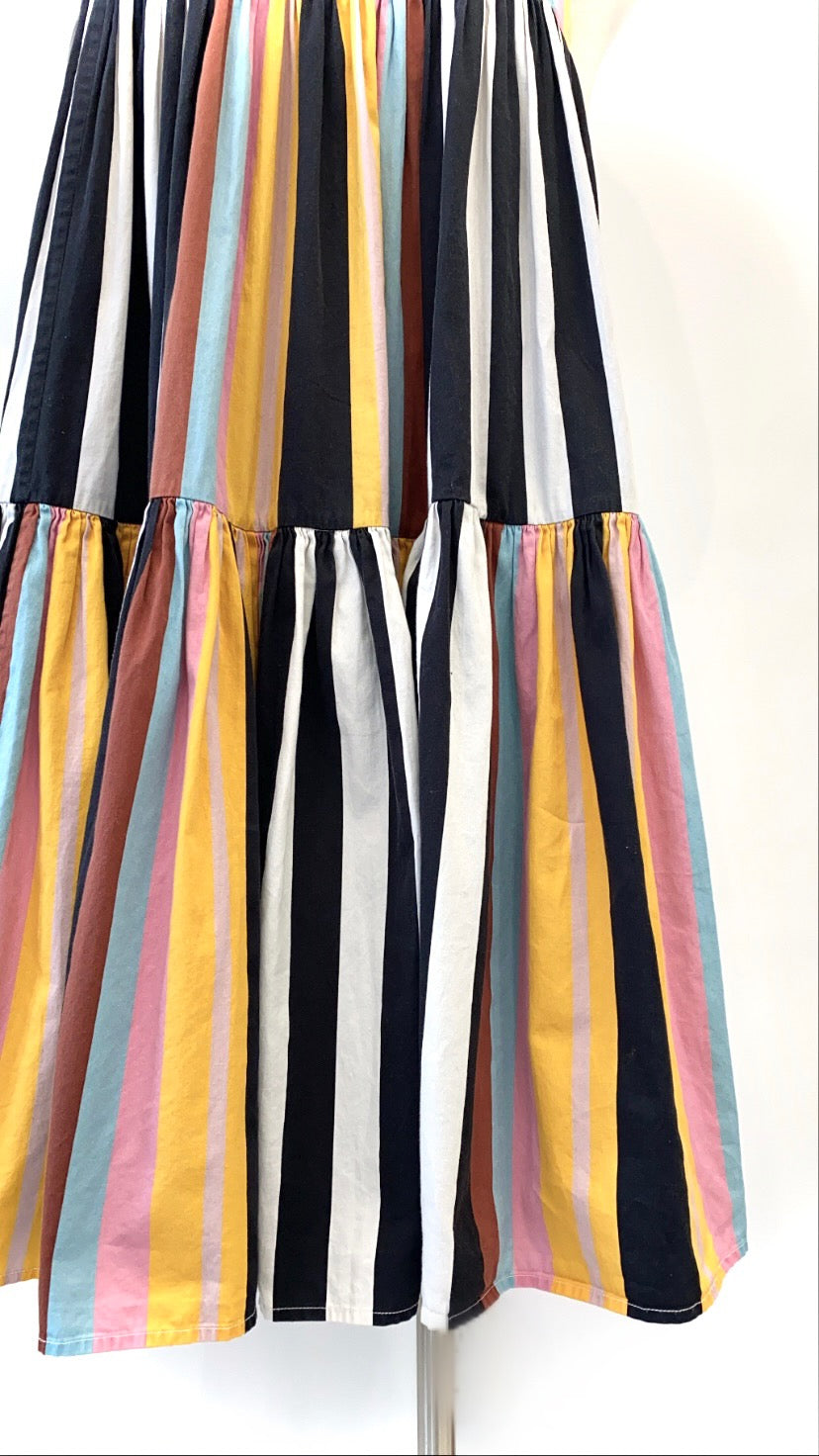 Tory Burch - Striped Tiered Cotton Maxi Skirt