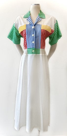Vintage - Multi-Striped Cotton Dress