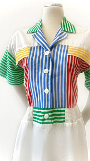 Vintage - Multi-Striped Cotton Dress