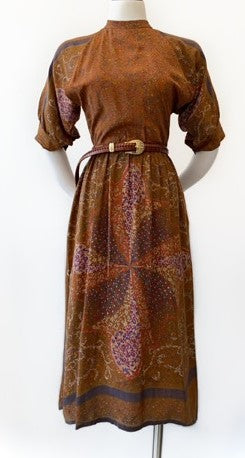 Vintage - 100% Silk Multi-Print Dress
