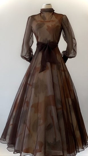 Vintage - Brown Chiffon Dress