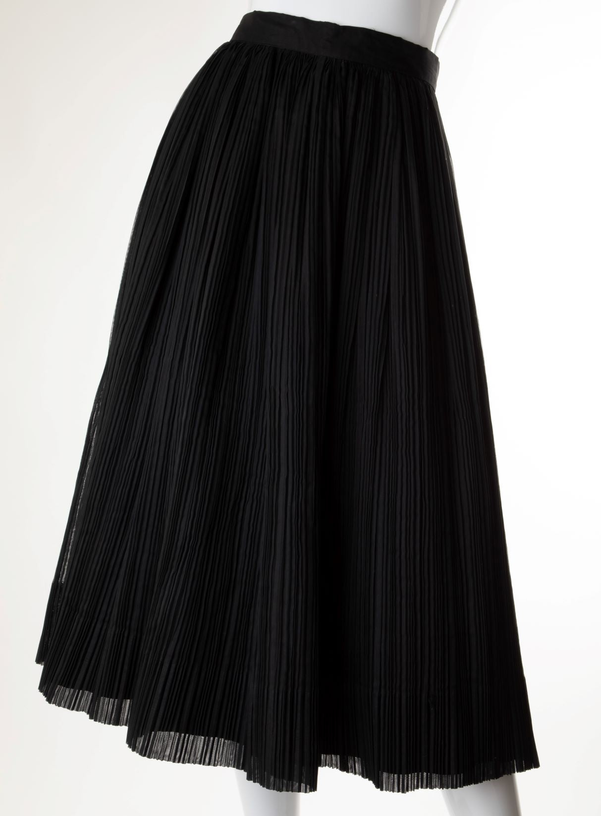 Vintage - Crystal Pleated Chiffon Skirt with Crinoline