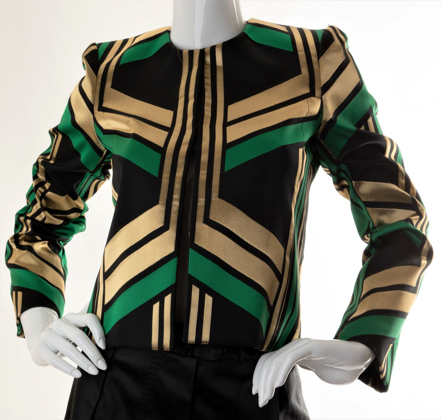 Gucci - Geometric Striped Metallic Silk Blazer
