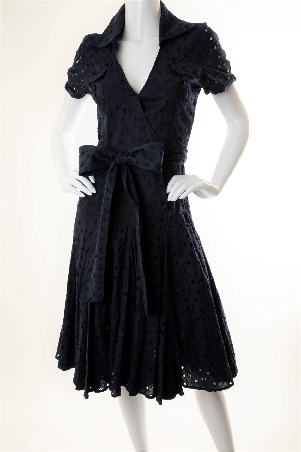 Diane von Furstenberg - Eyelet Wrap-Style Dress with Large Sash