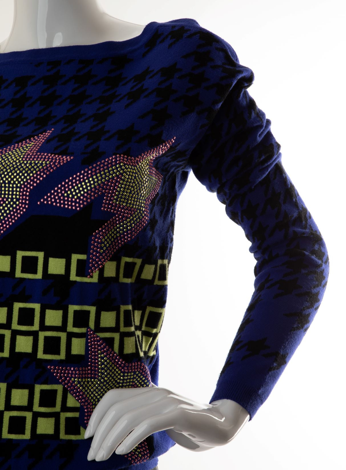 Versace - Printed Knit Top with Studded Embellishment