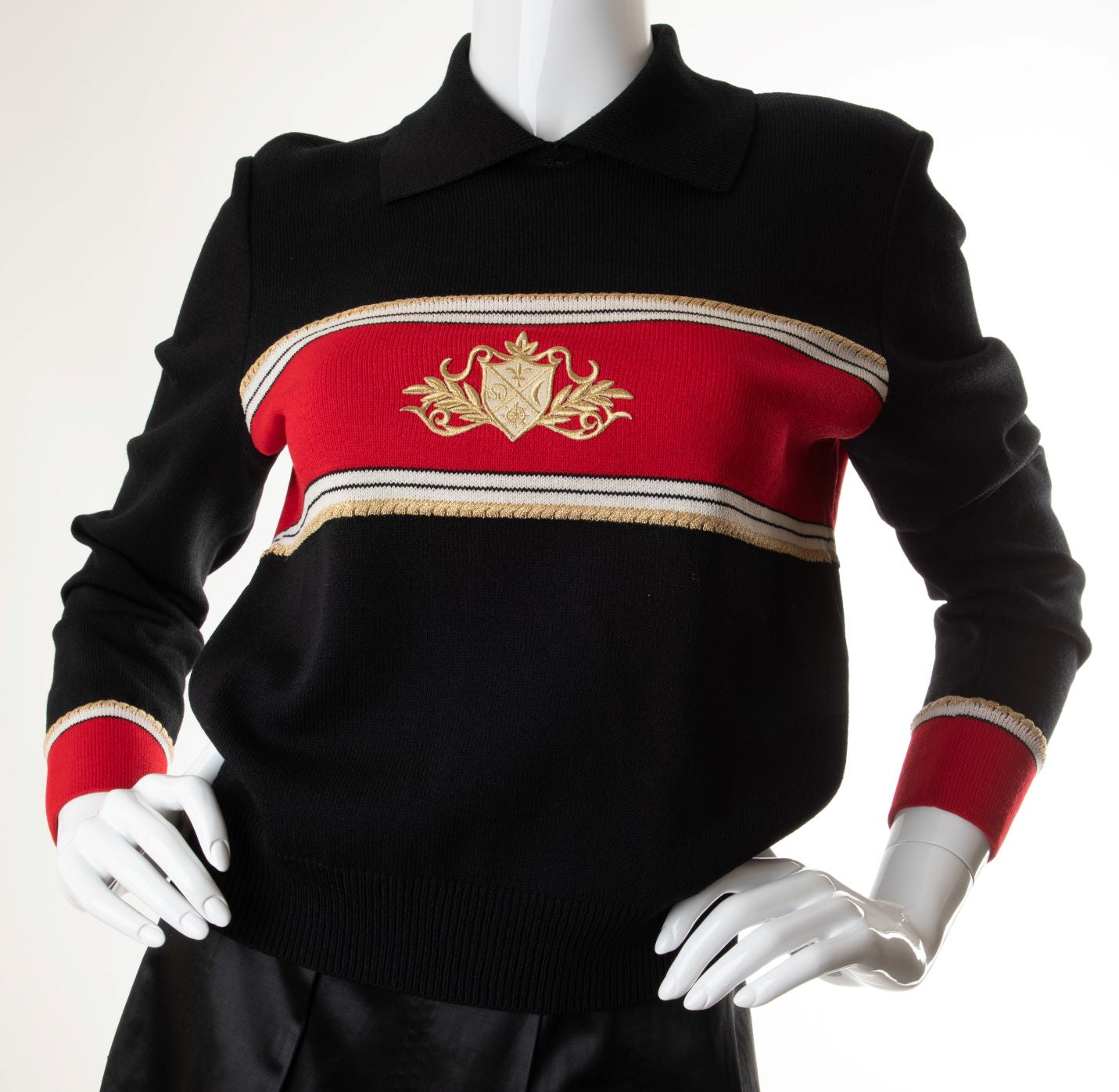 St. John - Santana Knit Top with Embroidered Crest