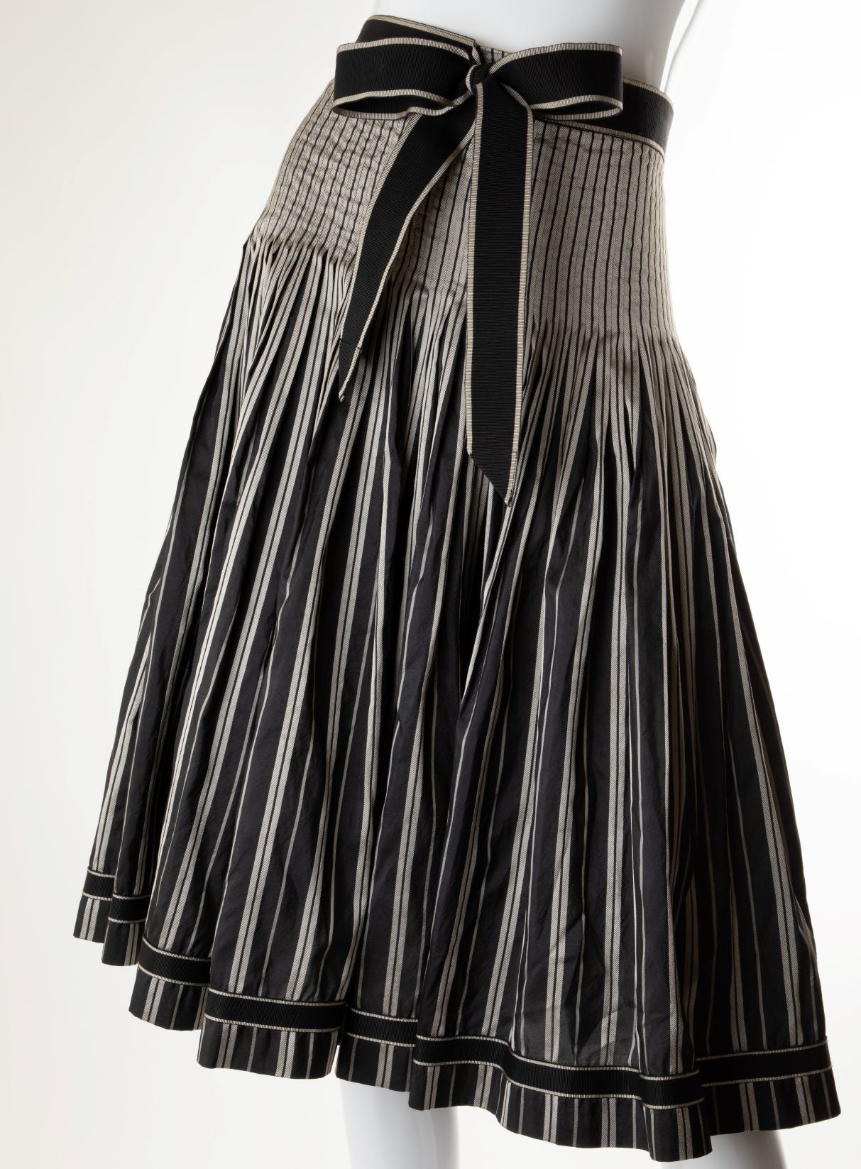 Moschino - Striped Pleated Skirt with Ribbon Bow