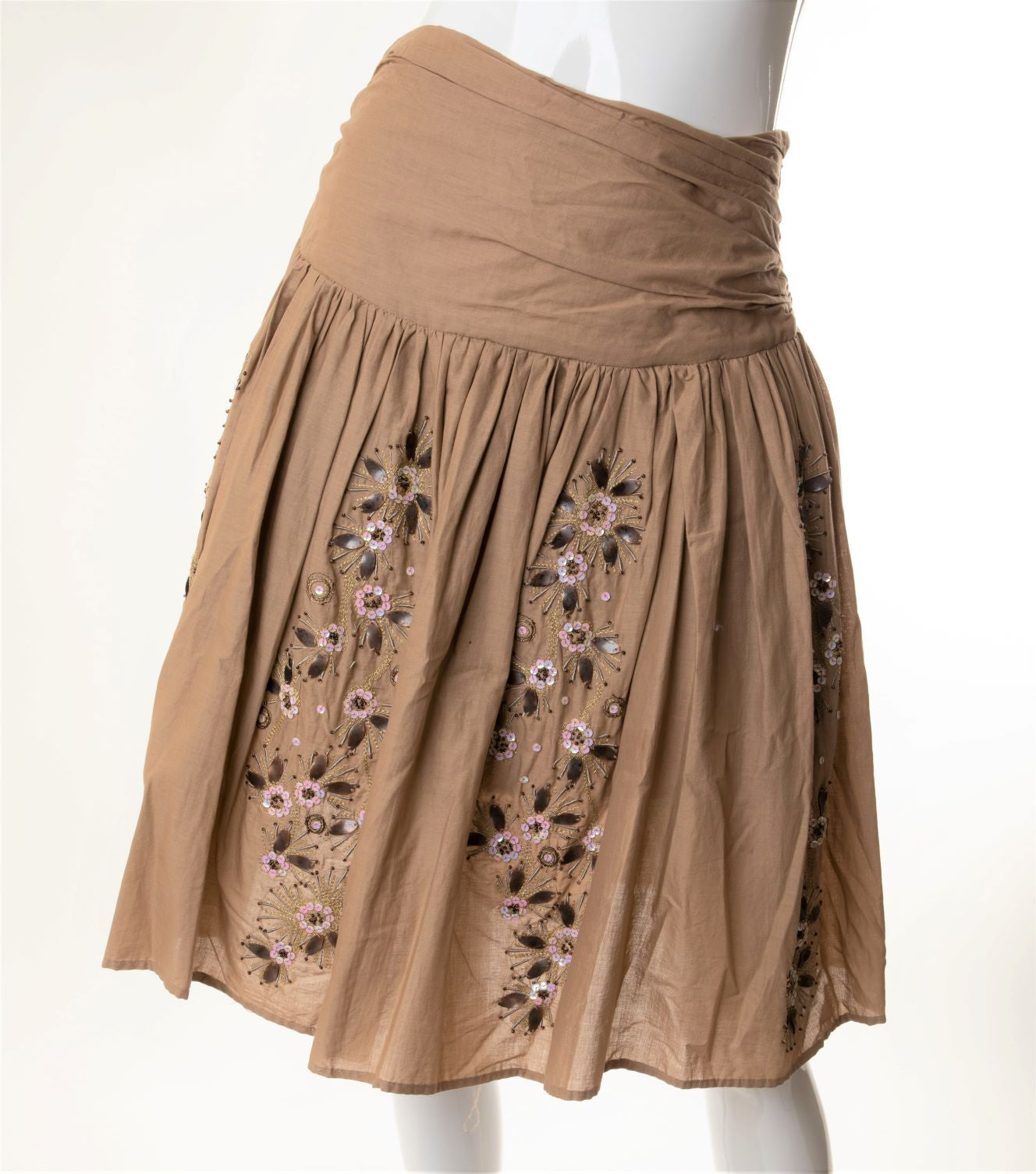 Vintage - Cotton Voile Skirt with Sequined Embellishment