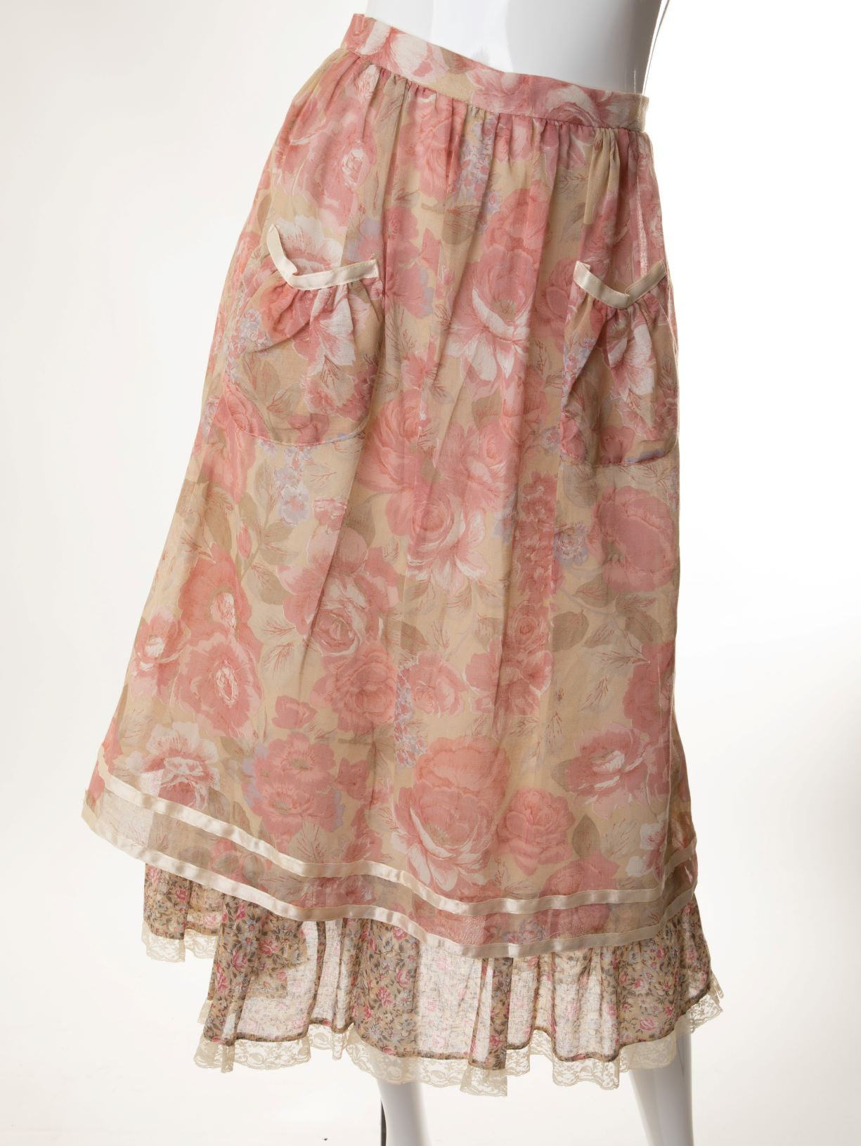 Vintage - Floral Layered Midi Skirt