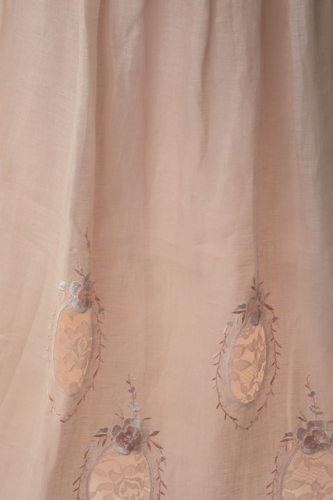 Vintage - Linen Midi Skirt with Embroidered Motifs