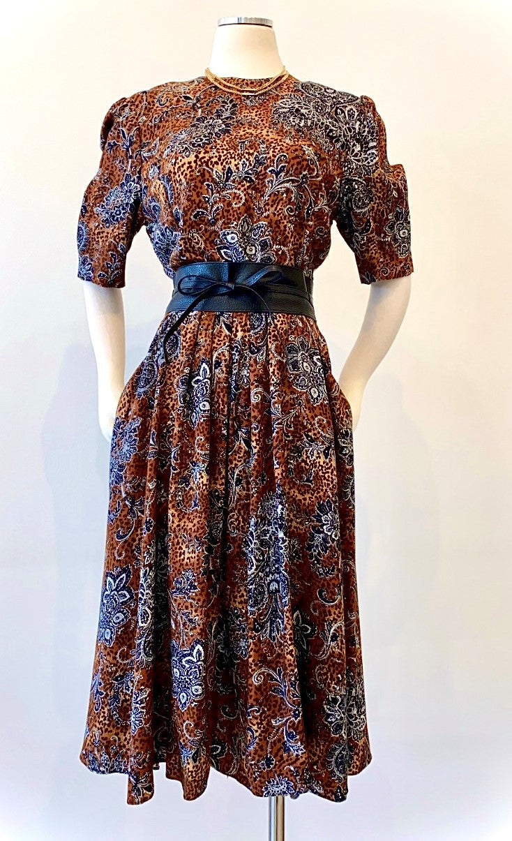Vintage - Leopard and Paisley Print Dress
