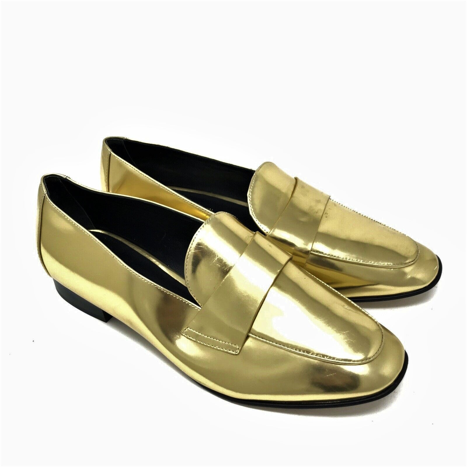 Diane von Furstenberg - Metallic Leather Hard Sole Loafers